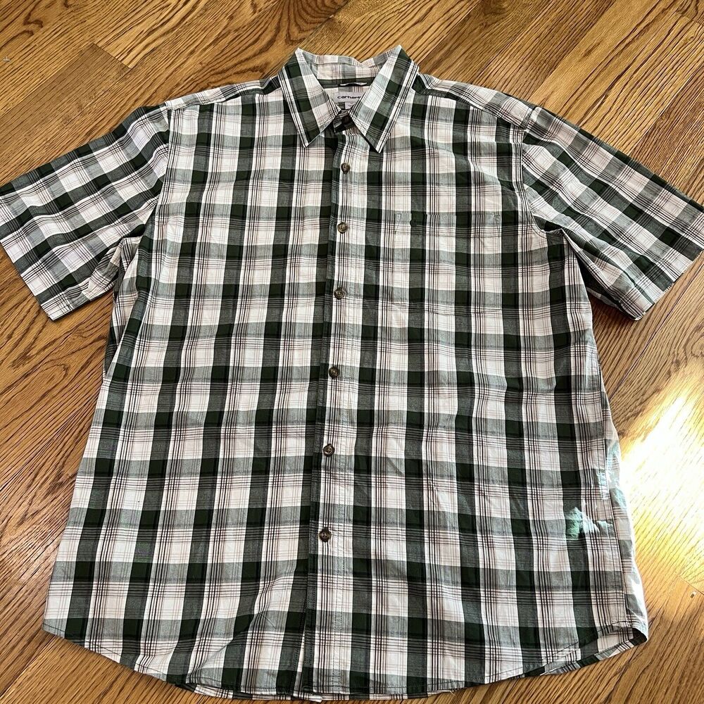 Carhartt Relaxed Fit Short‎ Sleeve Button Up Mens Size XL Workwear